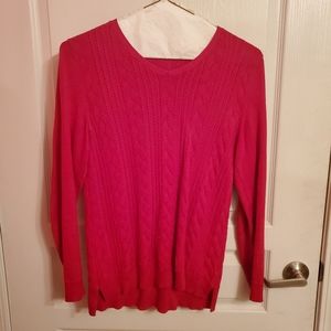 Red cable knit cardigan sweater - Talbots Size Small